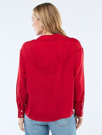 Camisa de manga comprida em cetim liso