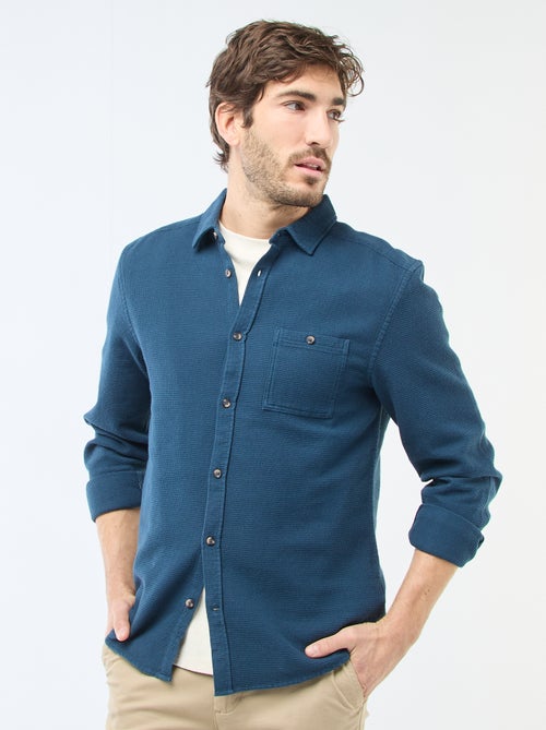 Camisa de Manga Comprida em Material Texturizado - Kiabi