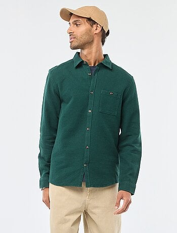 Camisa de Manga Comprida em Material Texturizado