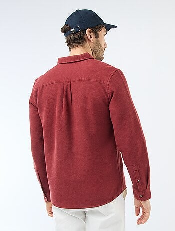 Camisa de Manga Comprida em Material Texturizado