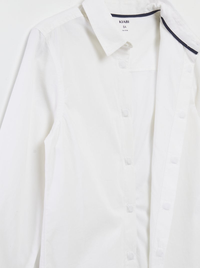 Camisa de manga comprida em popelina - coleção fácil de vestir Branco - Kiabi