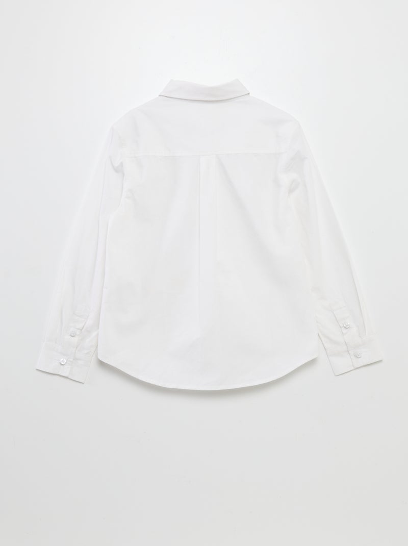Camisa de manga comprida em popelina - coleção fácil de vestir Branco - Kiabi