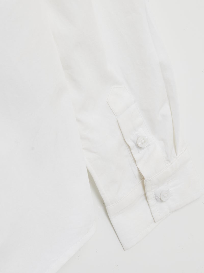 Camisa de manga comprida em popelina - coleção fácil de vestir Branco - Kiabi