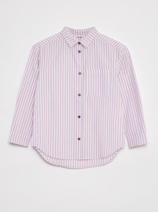 Camisa de manga comprida em popelina
