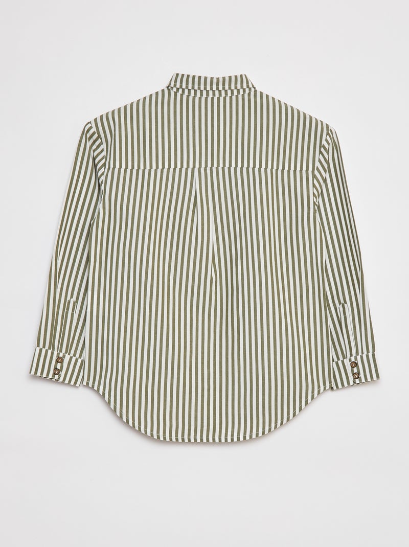 Camisa de manga comprida em popelina CAQUI - Kiabi