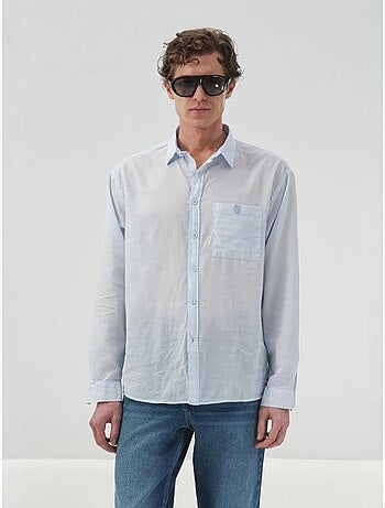 Camisa de manga comprida em popelina de algodão para homem giesto
