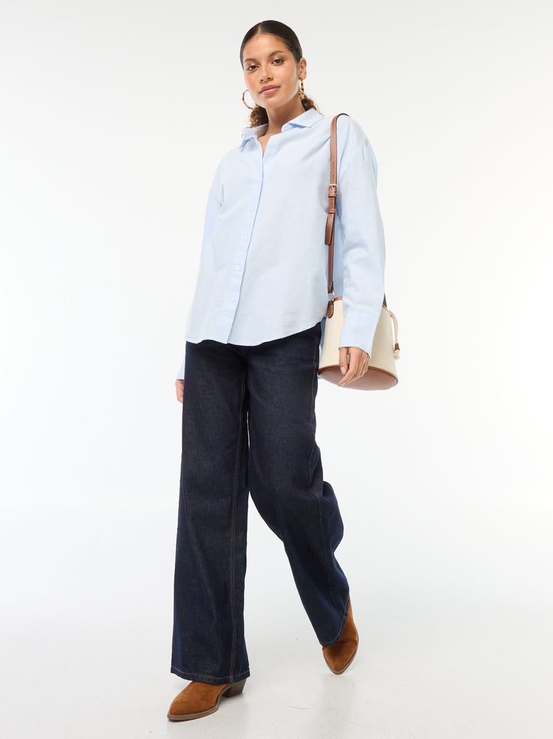 Camisa de manga comprida oxford Azul - Kiabi