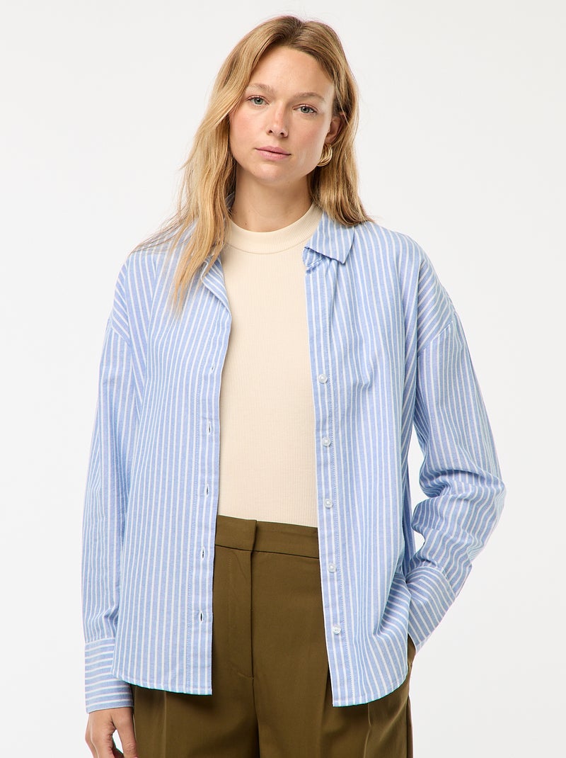 Camisa de manga comprida oxford Azul - Kiabi