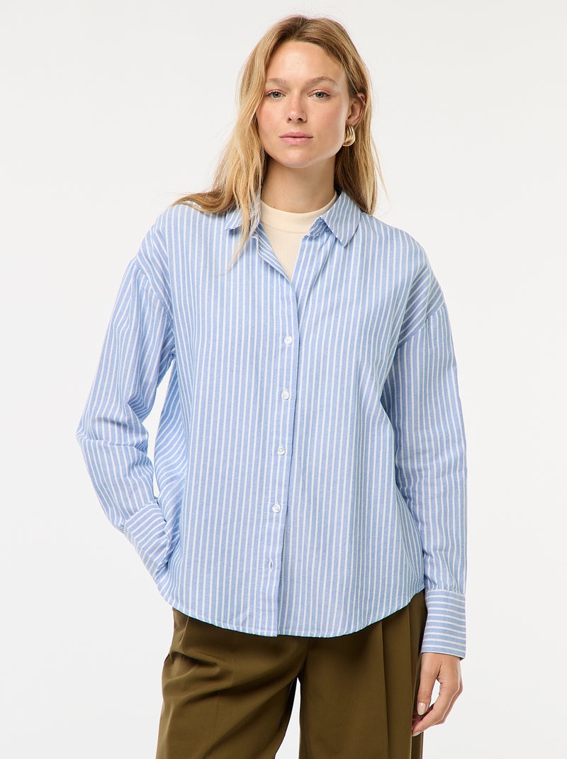 Camisa de manga comprida oxford Azul - Kiabi