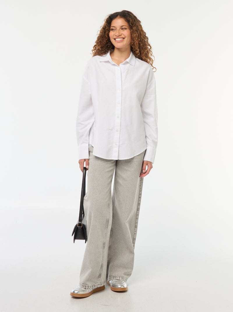 Camisa de manga comprida oxford Branco - Kiabi