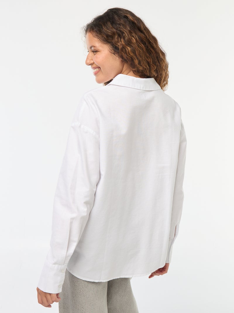 Camisa de manga comprida oxford Branco - Kiabi