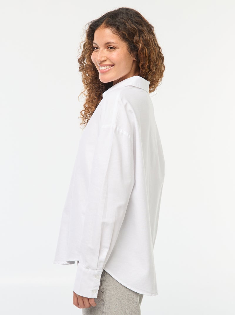Camisa de manga comprida oxford Branco - Kiabi
