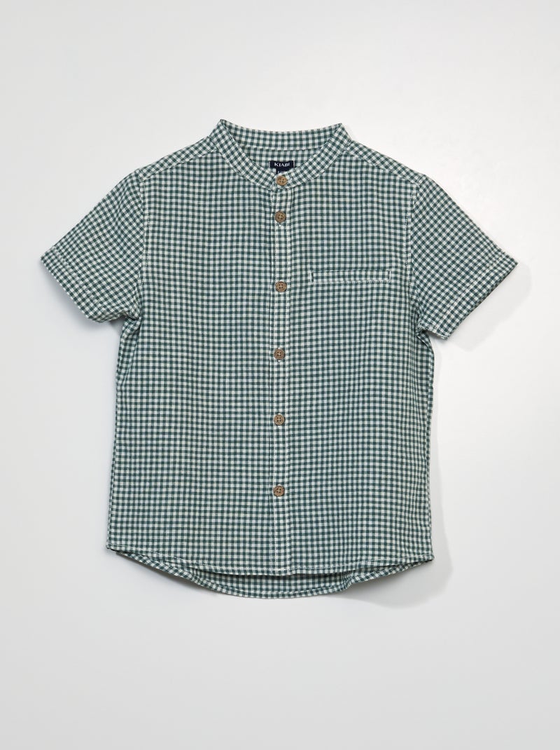 Camisa de manga curta aos quadrados BRANCO - Kiabi