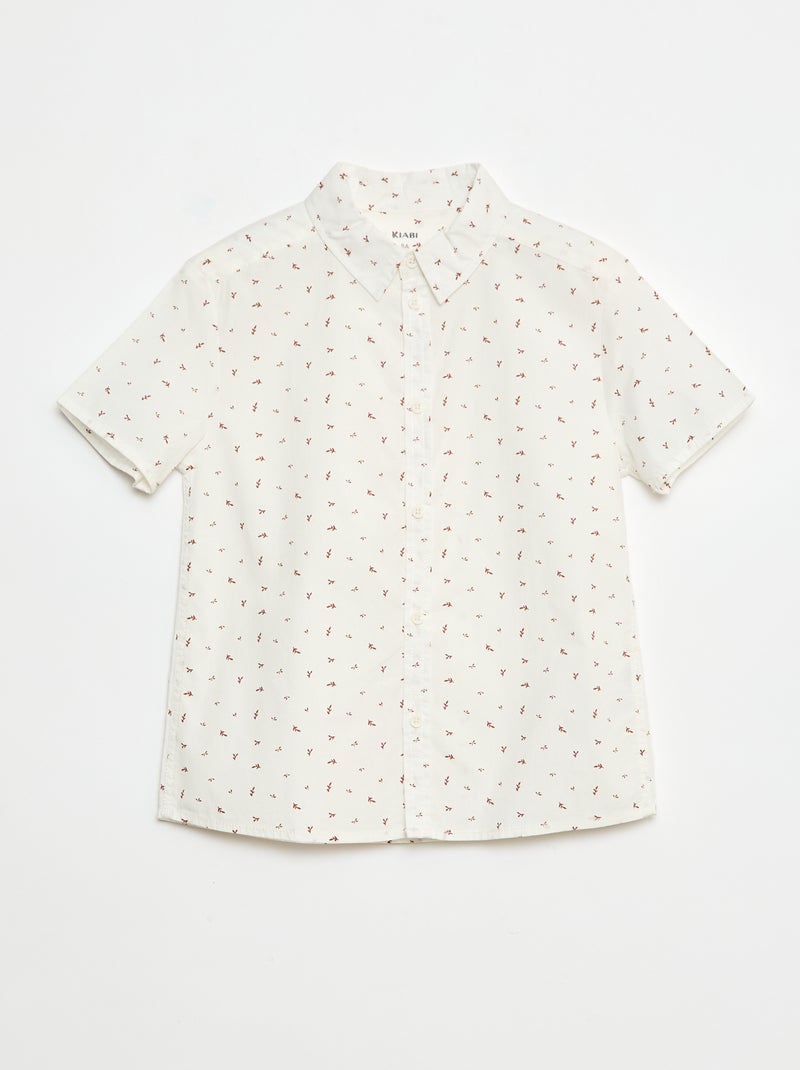Camisa de manga curta às riscas Branco - Kiabi