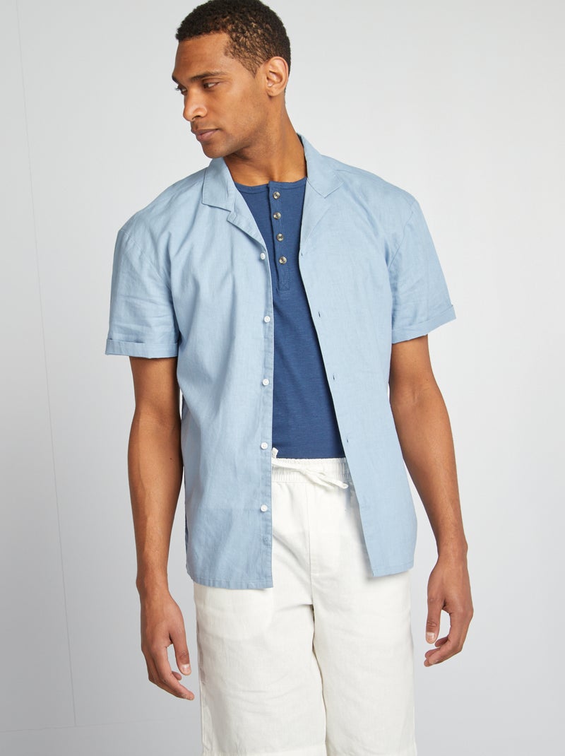 Camisa de manga curta AZUL - Kiabi