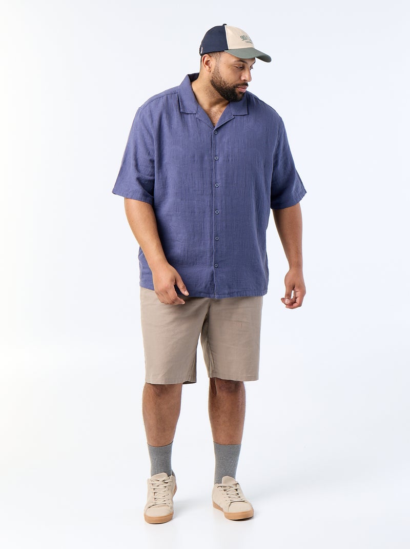 Camisa de manga curta Azul - Kiabi