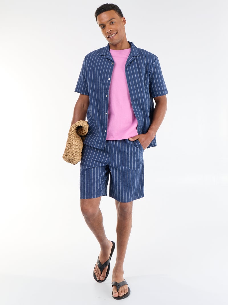 Camisa de manga curta Azul - Kiabi