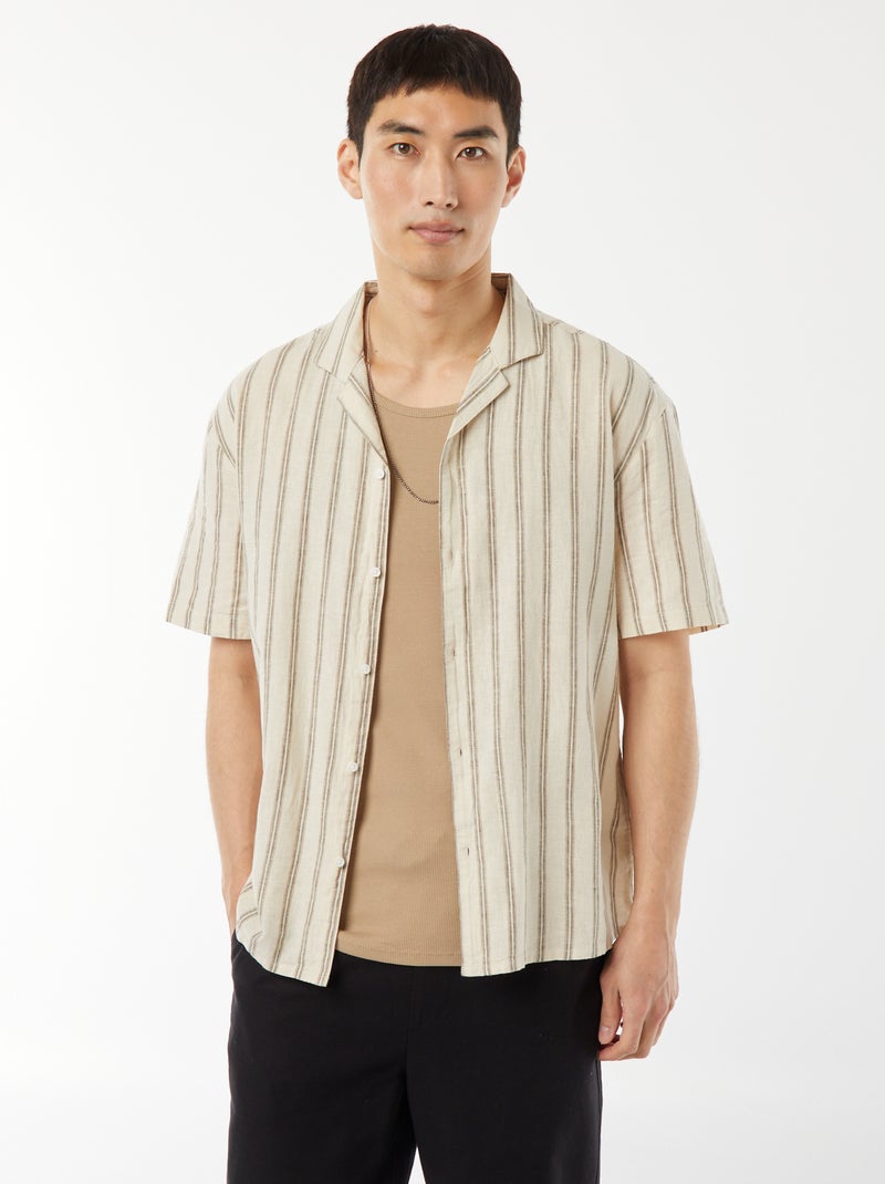Camisa de manga curta Bege - Kiabi