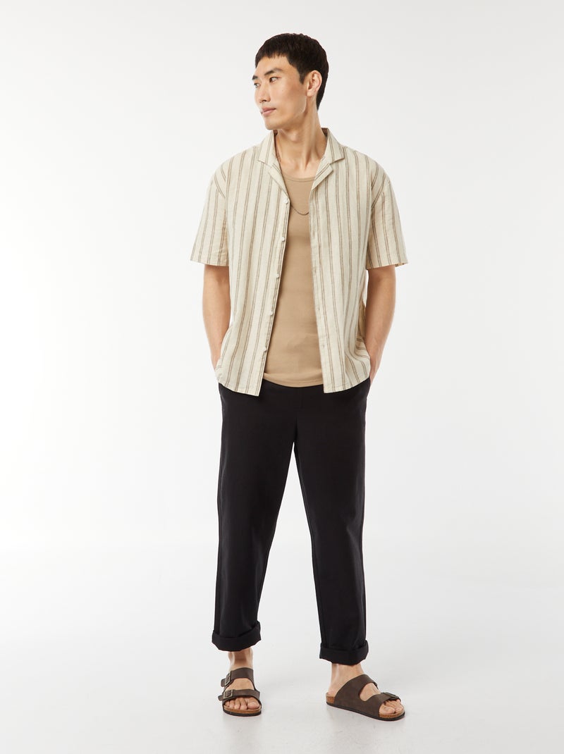 Camisa de manga curta Bege - Kiabi