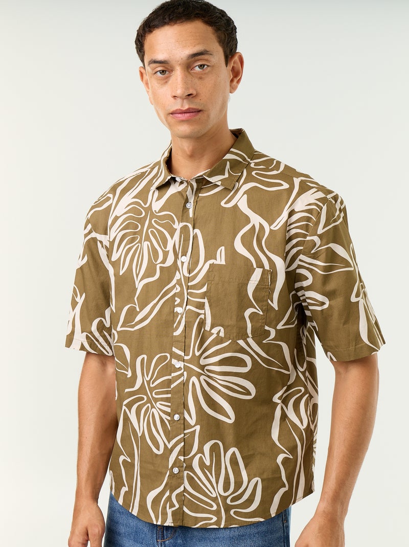 Camisa de manga curta Caqui - Kiabi