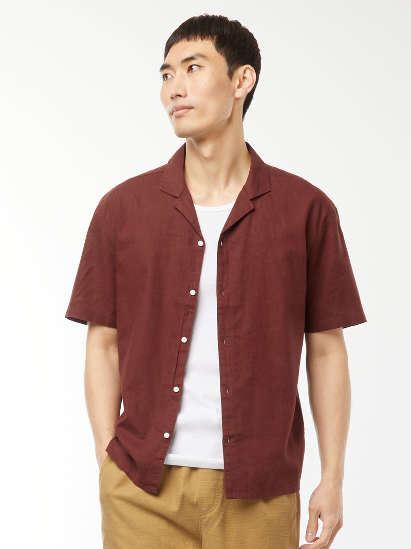 Camisa de manga curta Castanho - Kiabi