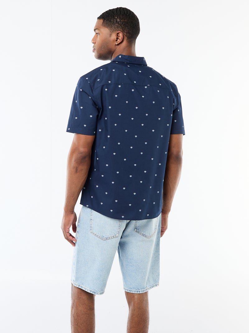Camisa de manga curta com abertura de botões Azul - Kiabi
