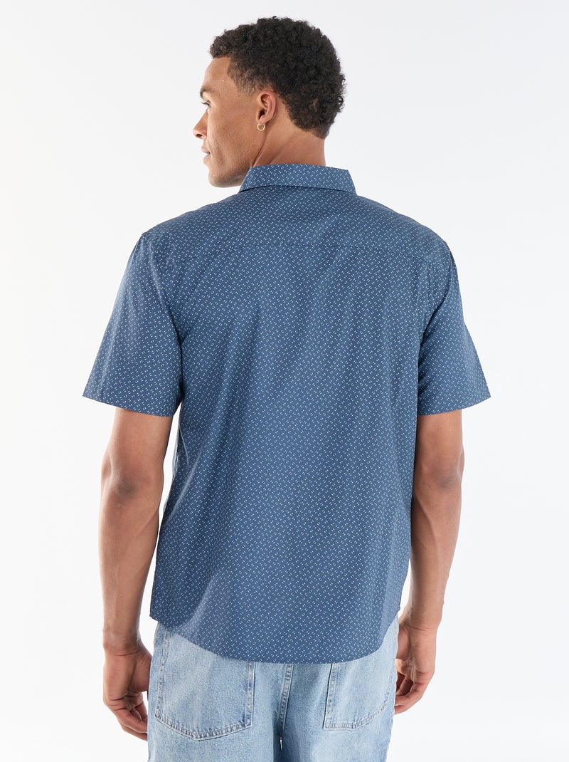 Camisa de manga curta com abertura de botões Azul - Kiabi