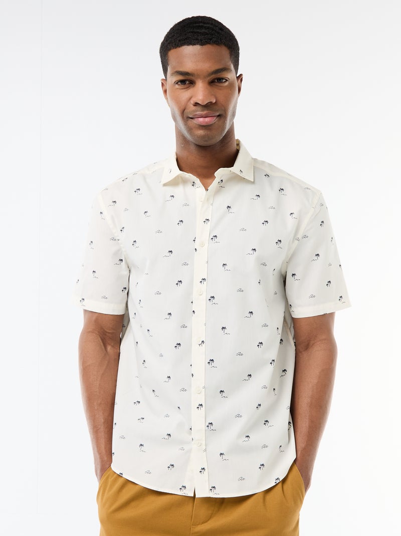 Camisa de manga curta com abertura de botões Branco - Kiabi