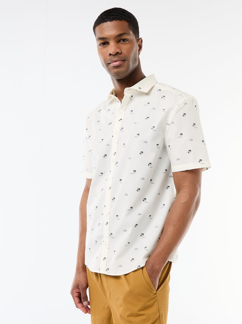 Camisa de manga curta com abertura de botões Branco - Kiabi