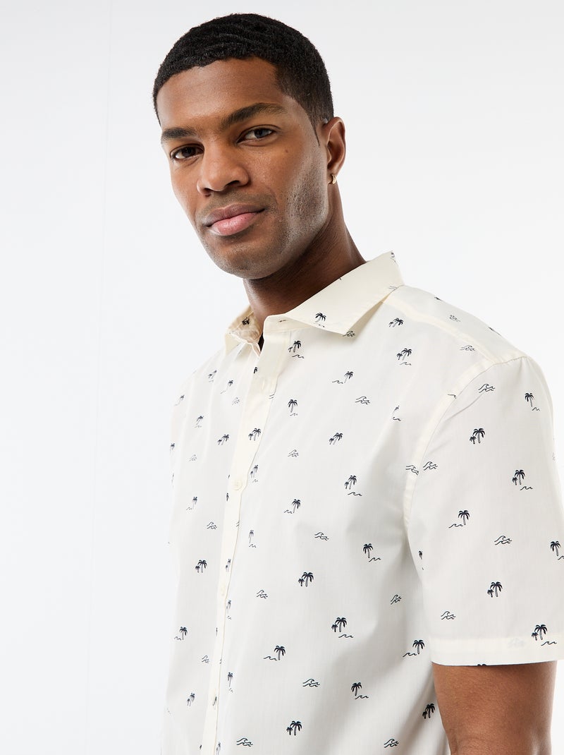 Camisa de manga curta com abertura de botões Branco - Kiabi