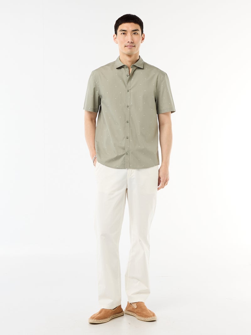 Camisa de manga curta com abertura de botões Verde - Kiabi