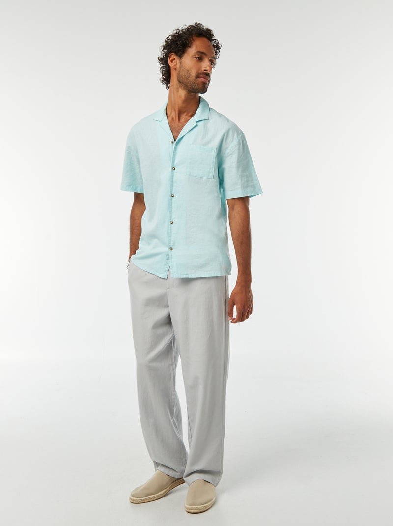 Camisa
 de manga curta com
 bolso frontal Azul - Kiabi