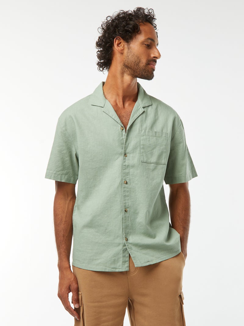 Camisa
 de manga curta com
 bolso frontal Verde - Kiabi
