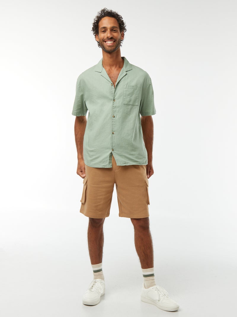 Camisa
 de manga curta com
 bolso frontal Verde - Kiabi