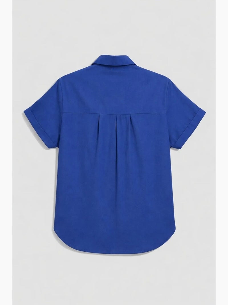 Camisa de manga curta com bolsos mixray Azul-elétrico - Kiabi