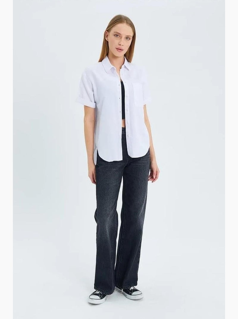 Camisa de manga curta com bolsos mixray Branco - Kiabi