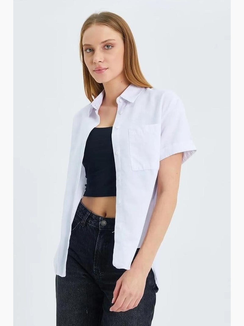Camisa de manga curta com bolsos mixray Branco - Kiabi