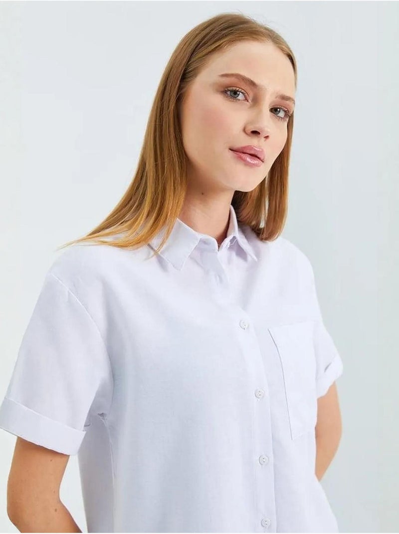 Camisa de manga curta com bolsos mixray Branco - Kiabi