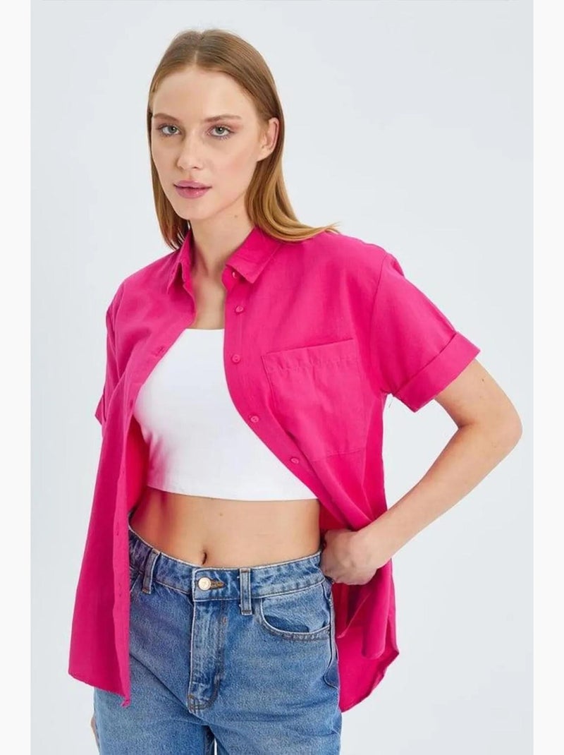 Camisa de manga curta com bolsos mixray Cereja - Kiabi