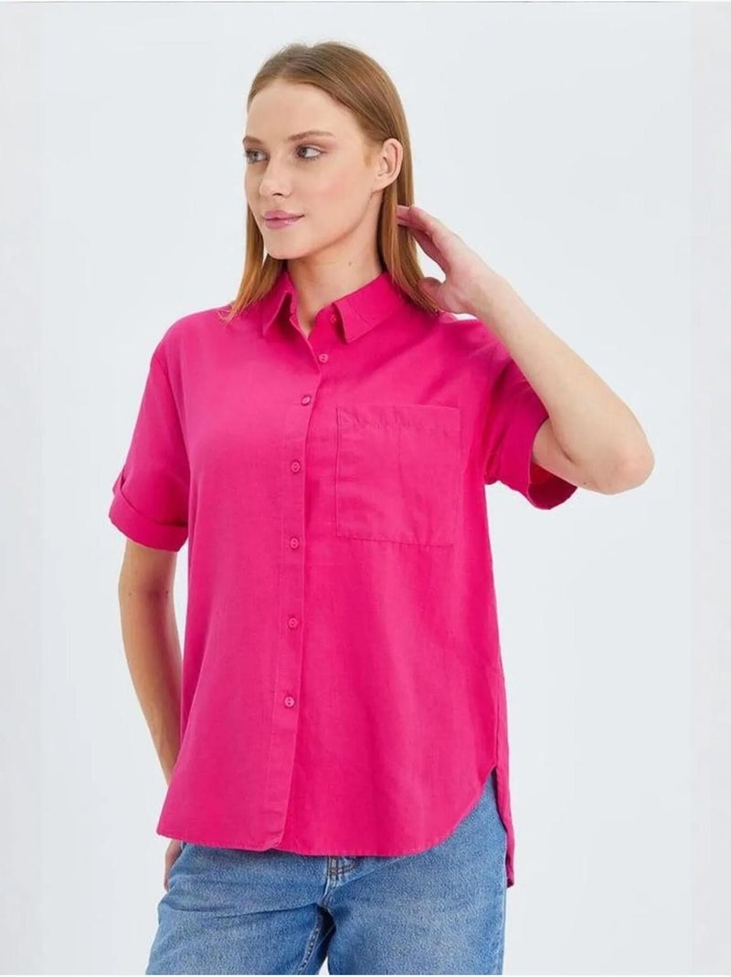 Camisa de manga curta com bolsos mixray Cereja - Kiabi