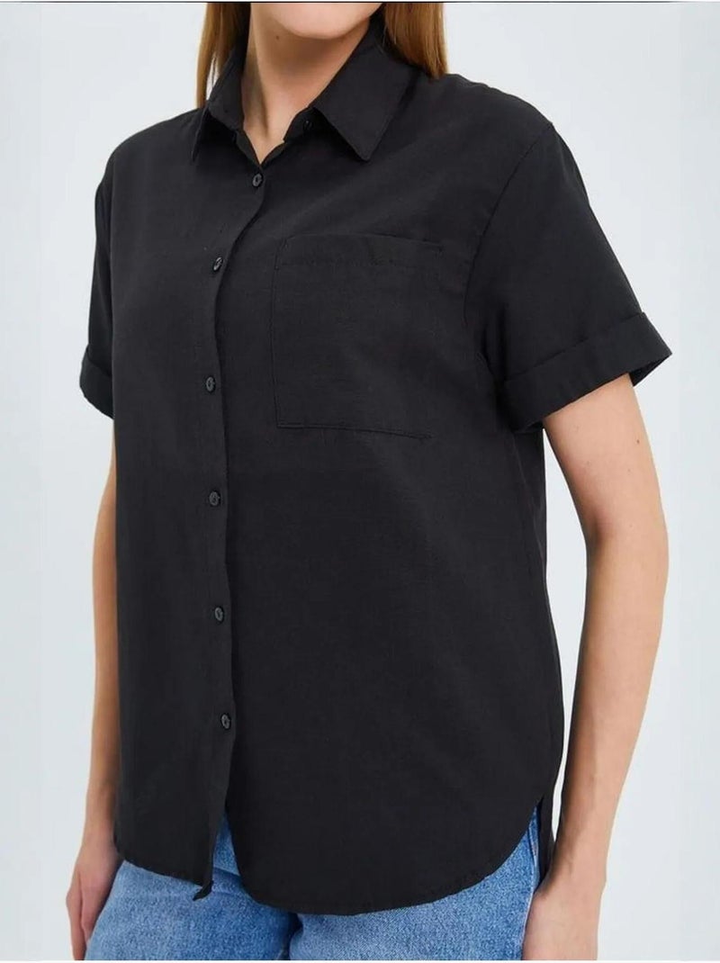 Camisa de manga curta com bolsos mixray Preto - Kiabi
