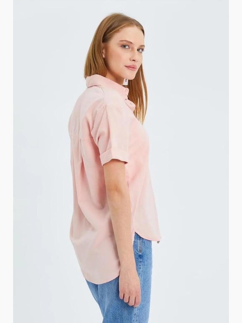 Camisa de manga curta com bolsos mixray Rosa-pálido - Kiabi