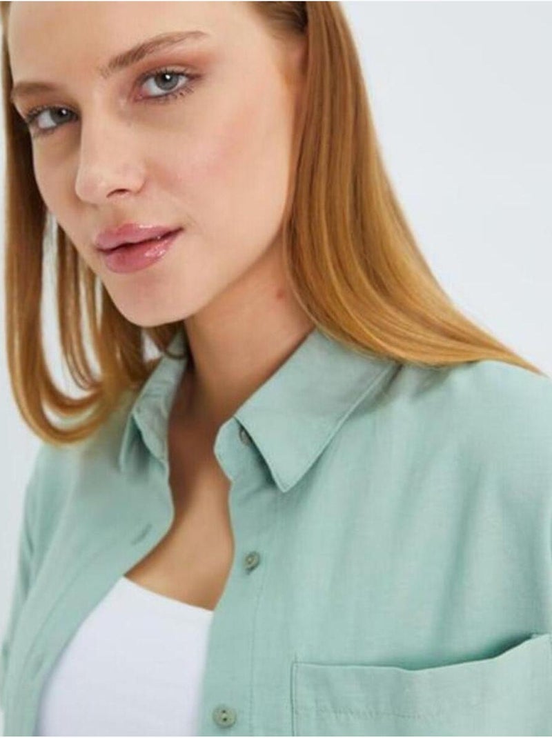Camisa de manga curta com bolsos mixray Verde pastel - Kiabi