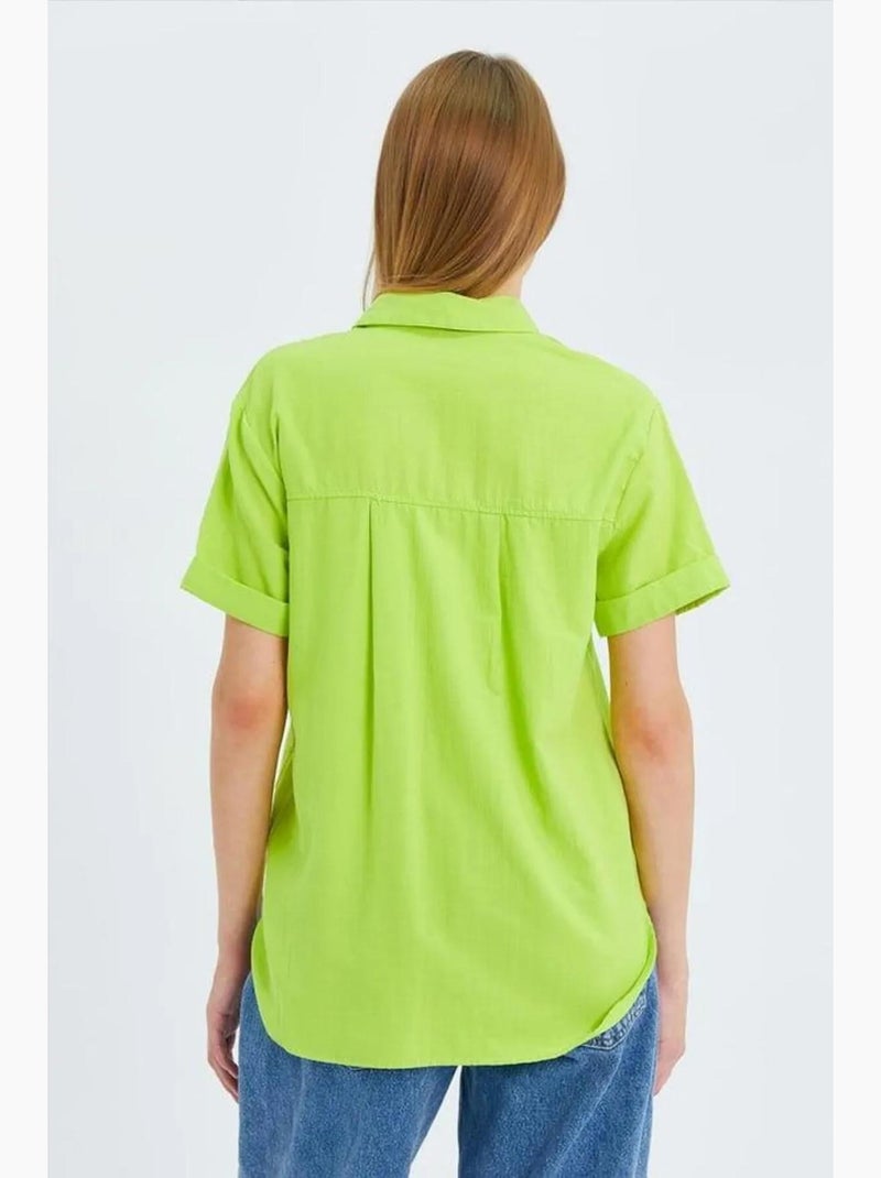 Camisa de manga curta com bolsos mixray Verde tília - Kiabi
