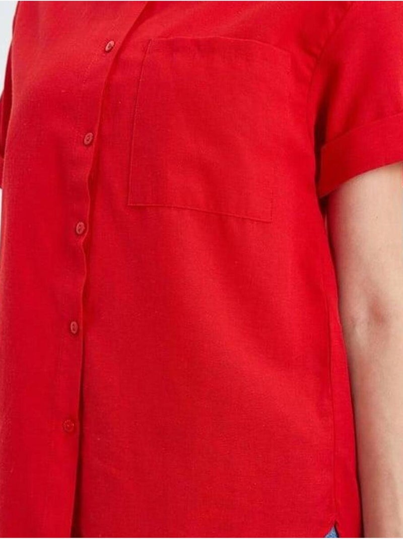 Camisa de manga curta com bolsos mixray Vermelho - Kiabi