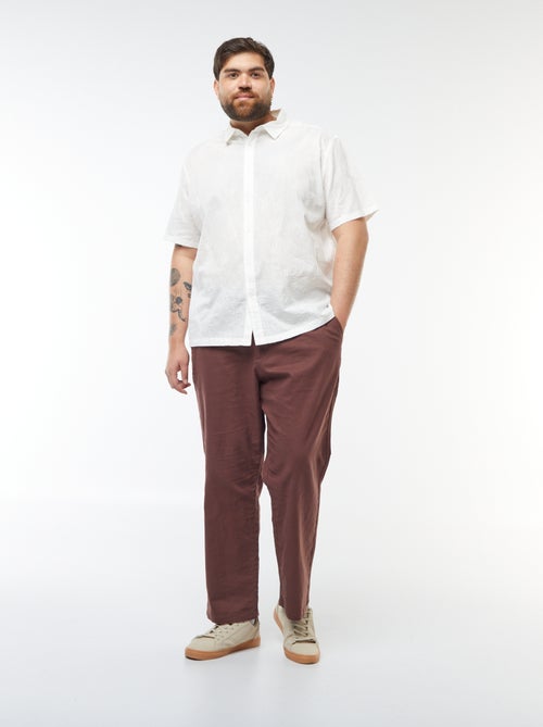 Camisa de manga curta com bordado floral all-over - Kiabi