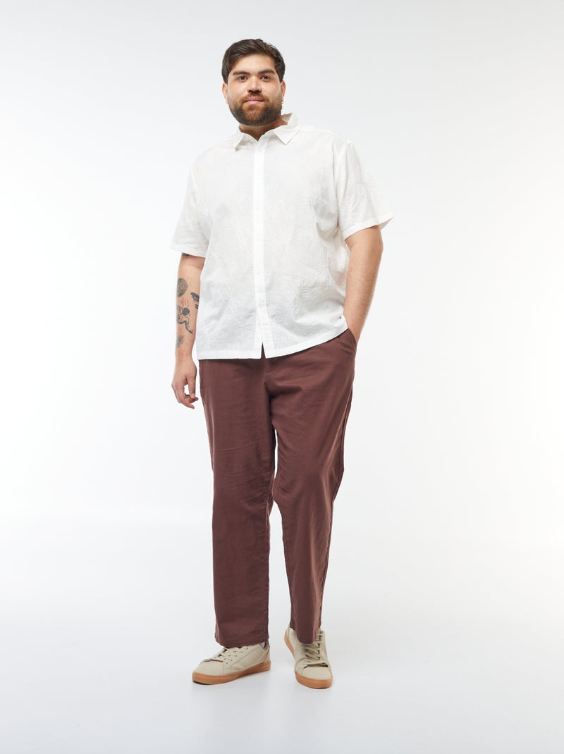 Camisa de manga curta com bordado floral all-over Branco - Kiabi