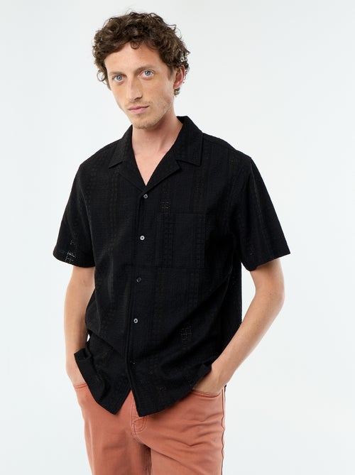 Camisa de manga curta com bordado inglês - Kiabi