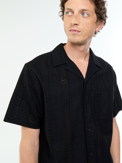 Camisa de manga curta com bordado inglês - Kiabi