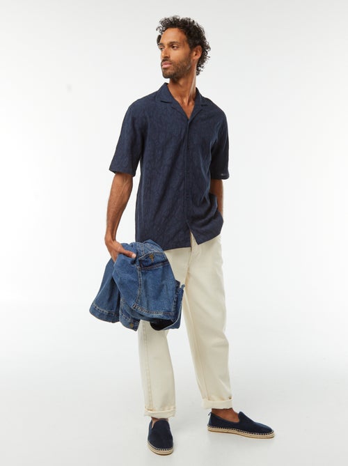 Camisa de manga curta com bordados - Kiabi